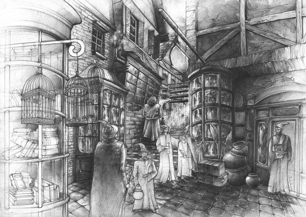 Diagon Alley Drawing At Paintingvalley Explore Collection Of