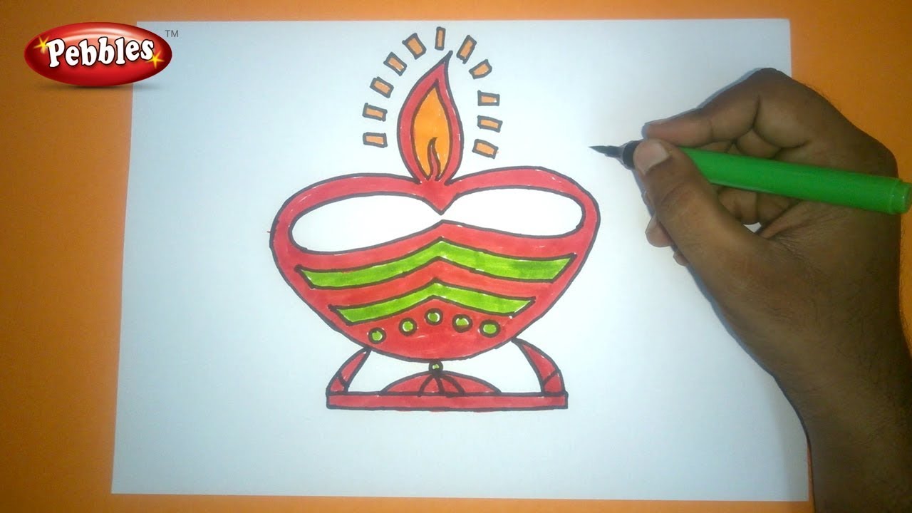 Diwali Diya Drawing At Paintingvalley Explore Collection Of