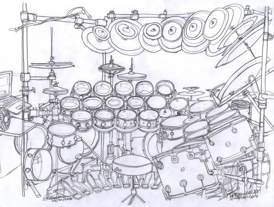 Drum Kit Drawing At Paintingvalley Explore Collection Of Drum Kit