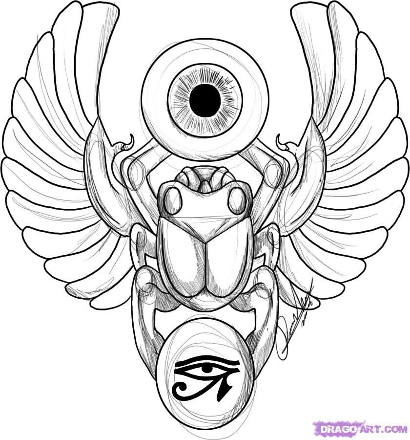 Egyptian Scarab Beetle Drawing At Paintingvalley Explore