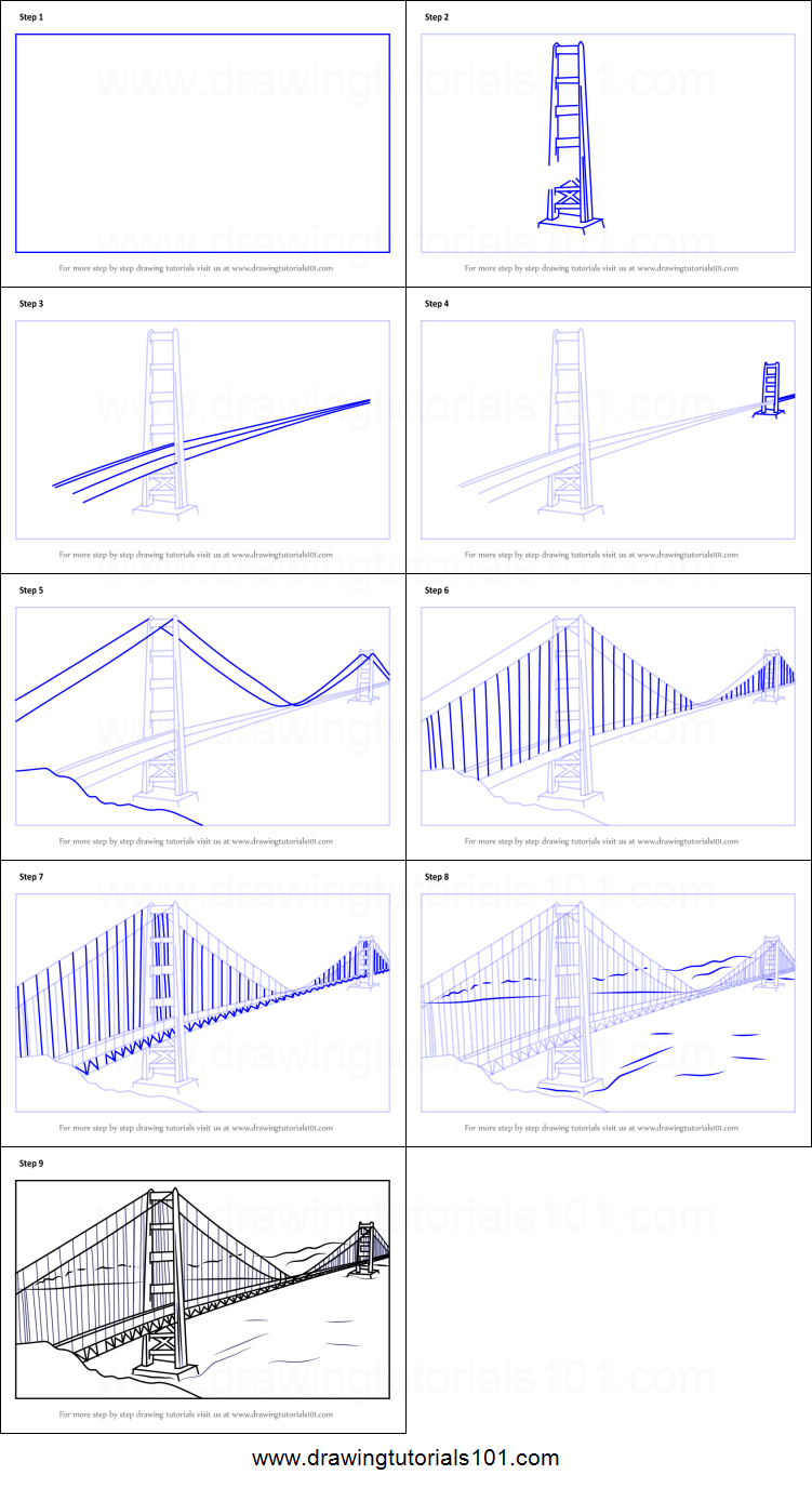 Golden Gate Bridge Drawing Step By Step At PaintingValley Explore