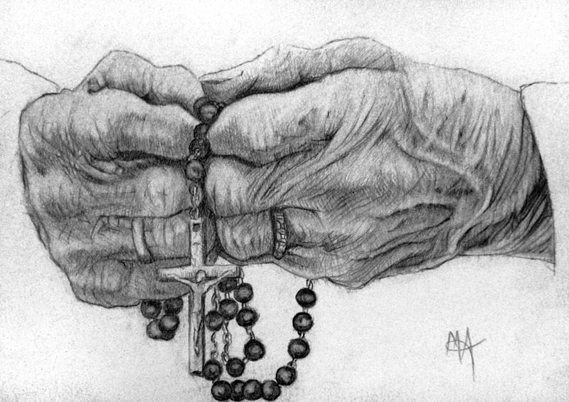 Hands With Rosary Drawing At PaintingValley Explore Collection Of