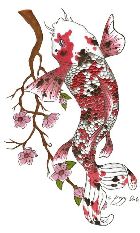 Koi Fish Drawing With Flowers At PaintingValley Explore