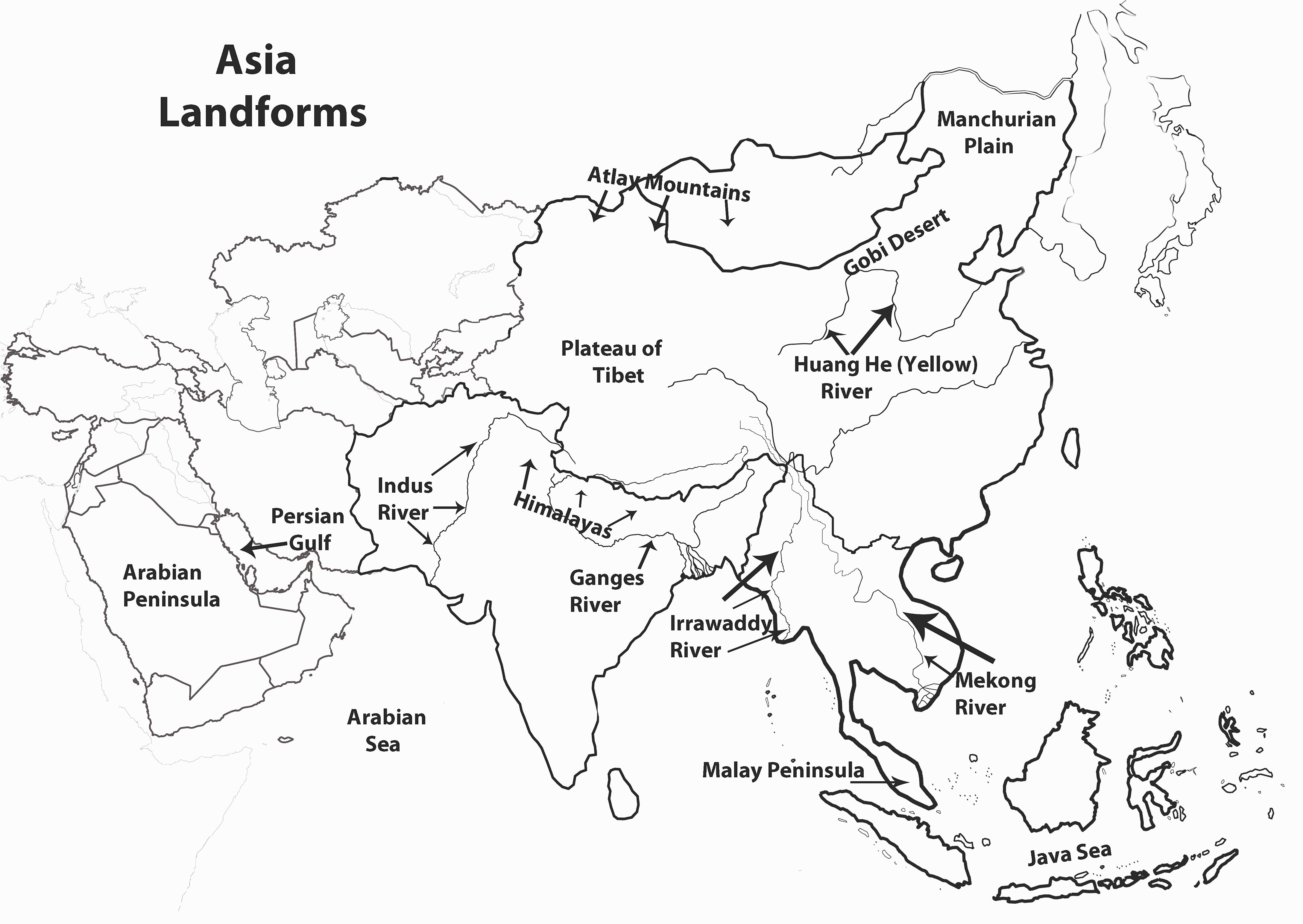 Asia With Countries Colouring Pages Sketch Coloring Page