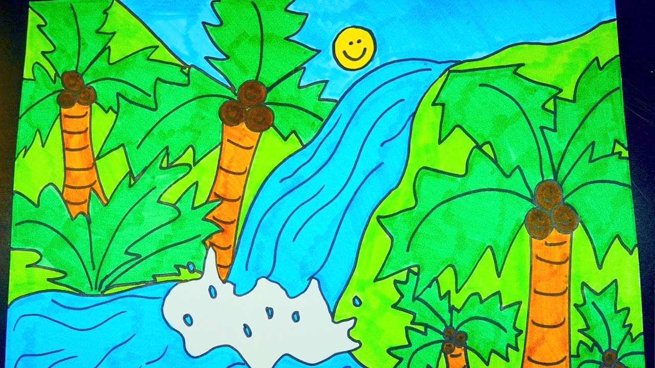 Waterfall Cartoon Drawing At PaintingValley Explore Collection Of