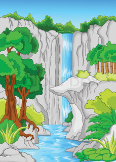 Waterfall Cartoon Drawing At Paintingvalley Explore Collection Of