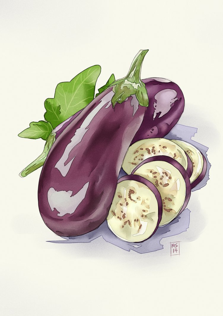 Eggplant Watercolor At Paintingvalley Explore Collection Of