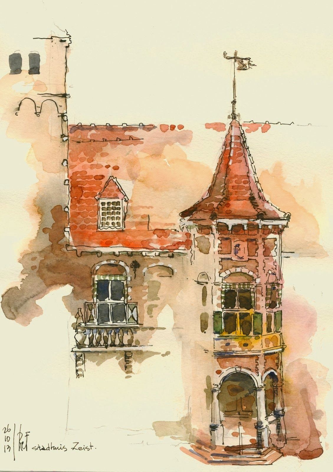 Watercolor Architectural Drawings At PaintingValley Explore