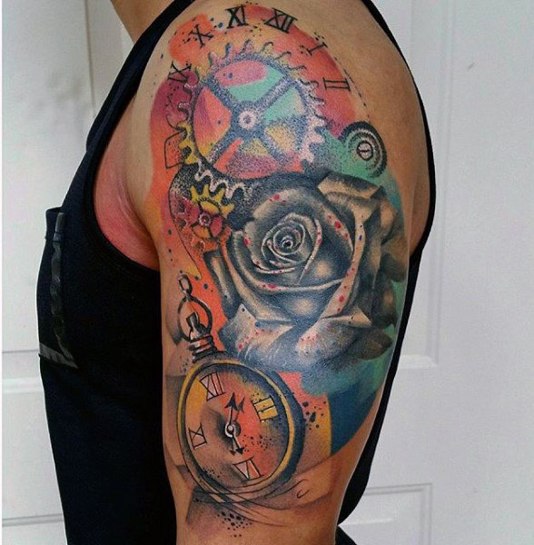 Watercolor Clock Tattoo At Paintingvalley Explore Collection Of