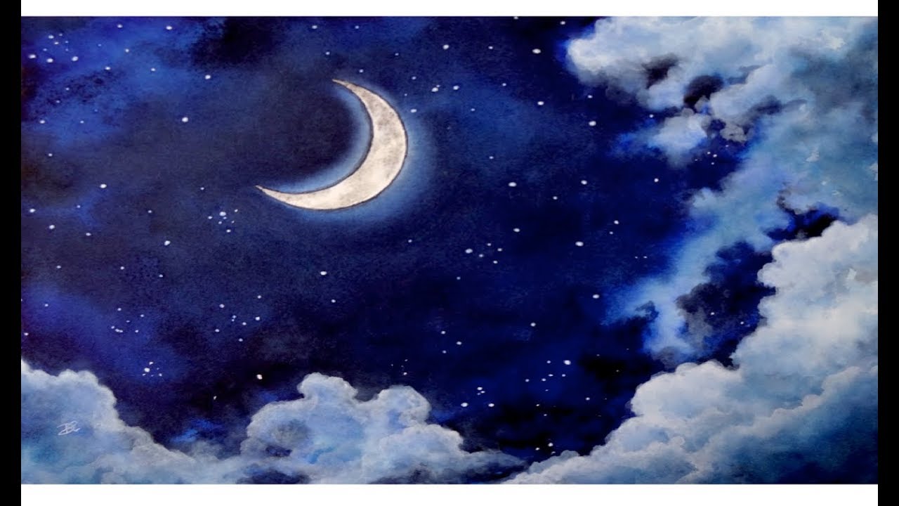 Watercolor Crescent Moon At Paintingvalley Explore Collection Of