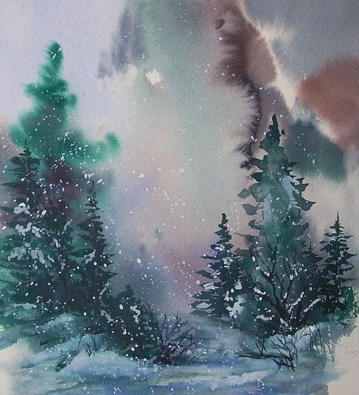 Watercolor Winter Scene At Paintingvalley Explore Collection Of