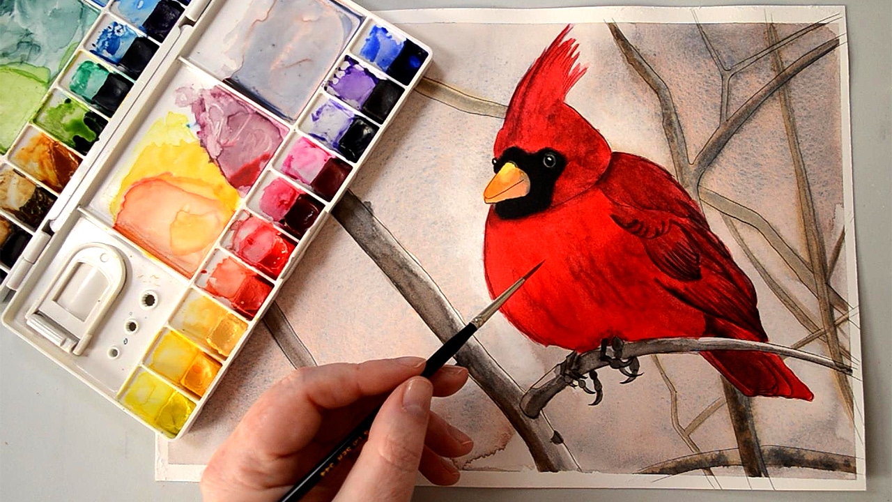 Cardinal Bird Painting At PaintingValley Explore Collection Of