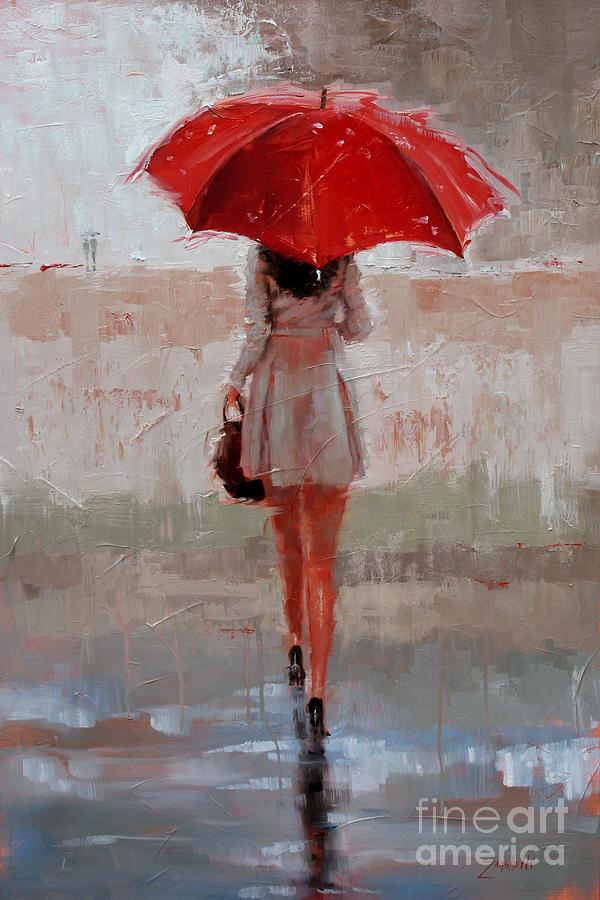 Girl With Red Umbrella Painting At Paintingvalley Explore