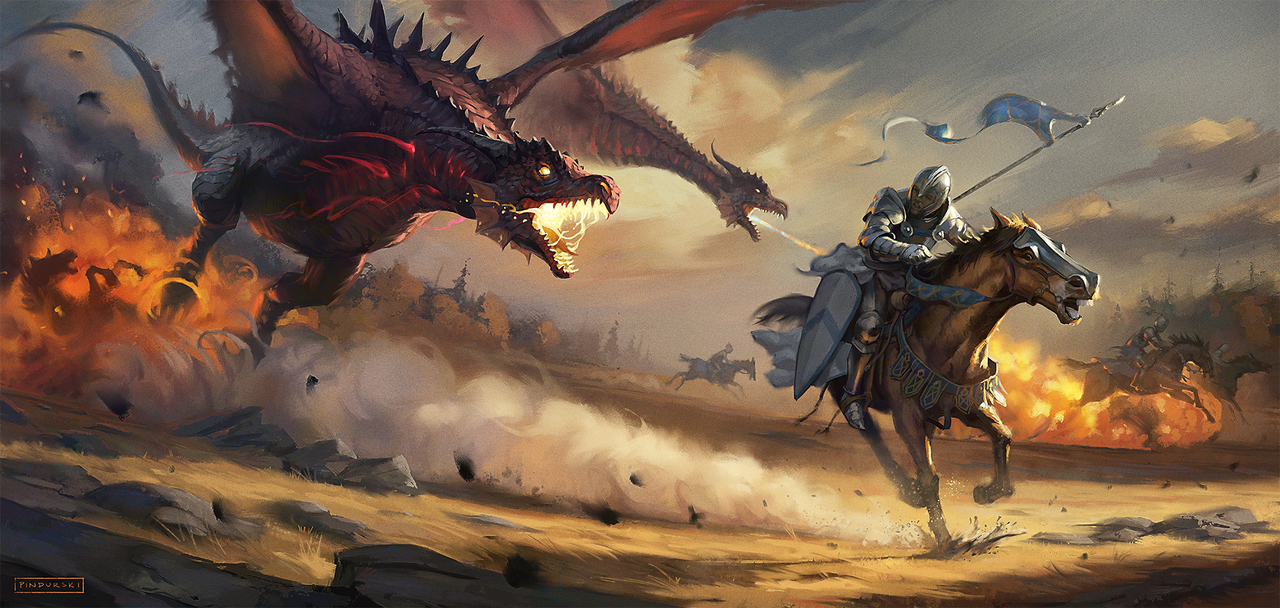 Knight Vs Dragon Painting At PaintingValley Explore Collection Of