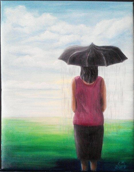 Lady With Umbrella Painting At Paintingvalley Explore Collection