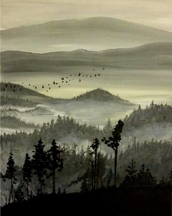 Misty Forest Painting At Paintingvalley Explore Collection Of