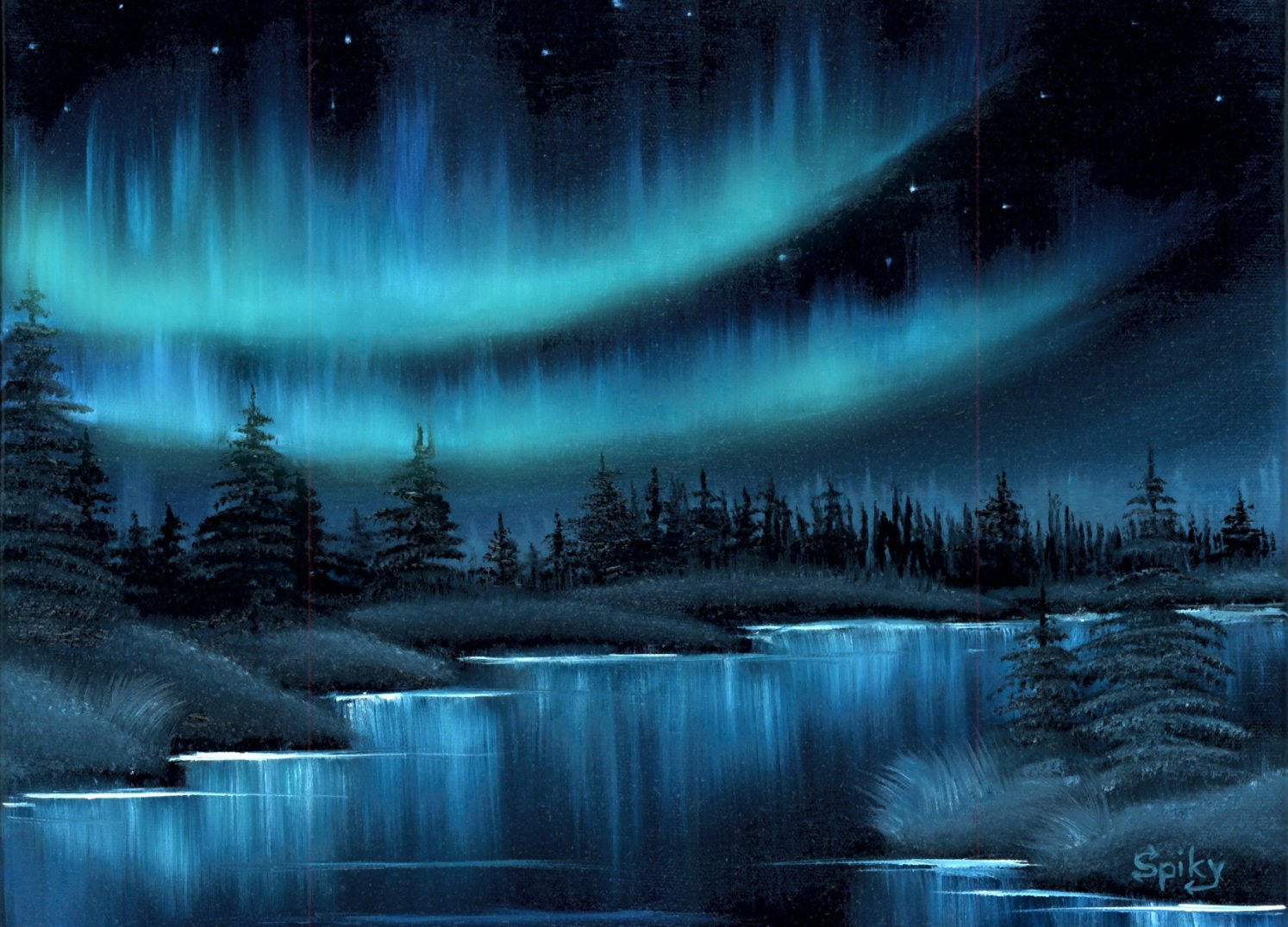 Northern Lights Oil Painting At Paintingvalley Explore Collection