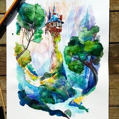 Rapunzel Tower Painting At Paintingvalley Explore Collection Of