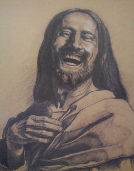 The Laughing Jesus Painting At Paintingvalley Explore Collection