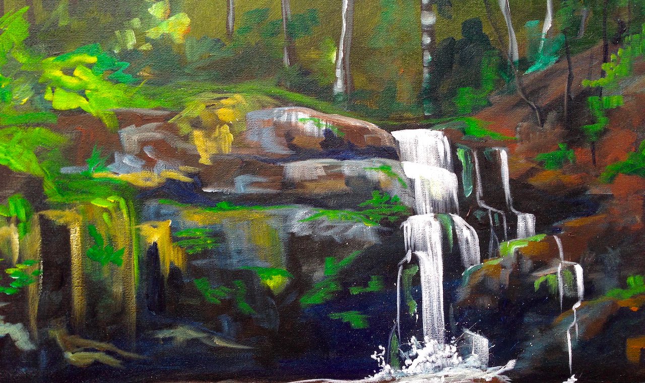 Waterfall Landscape Painting At Paintingvalley Explore Collection