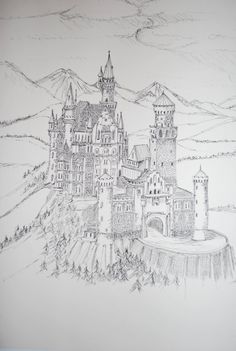 Neuschwanstein Castle Sketch At Paintingvalley Explore Collection