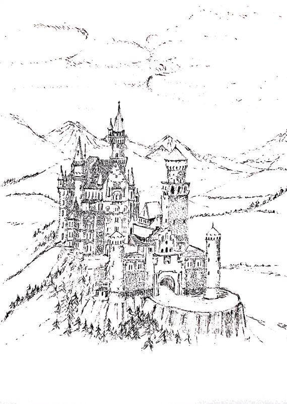 Neuschwanstein Castle Sketch At PaintingValley Explore Collection