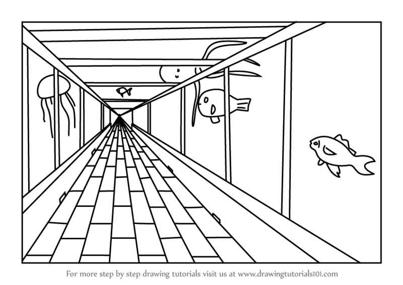800x566 Learn How To Draw One Point Perspective Aquarium - 1 Point Perspective Drawing