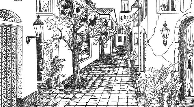 672x372 Single Point Perspective Drawing Of A Street - 1 Point Perspective Drawing
