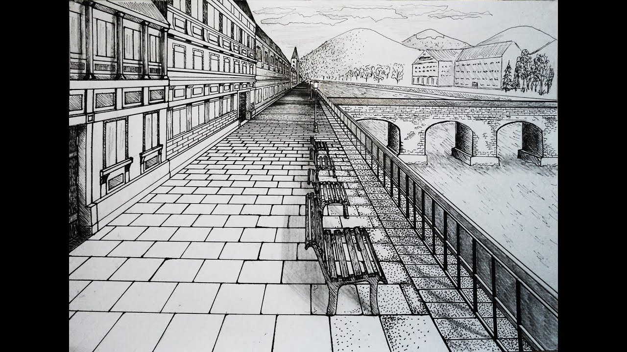 1280x720 Draw - 1 Point Perspective Drawing