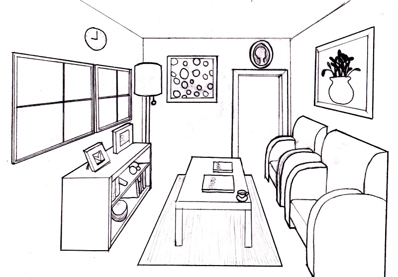 800x558 Dream Room In Point Perspective - 1 Point Perspective Drawing Room