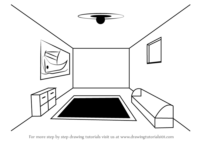 800x566 Learn How To Draw A Room Using One Point Perspective - 1 Point Perspective Drawing Room