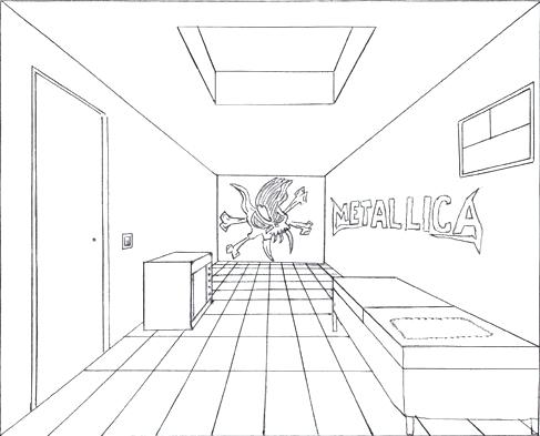 487x393 Room Perspective - 1 Point Perspective Drawing Room