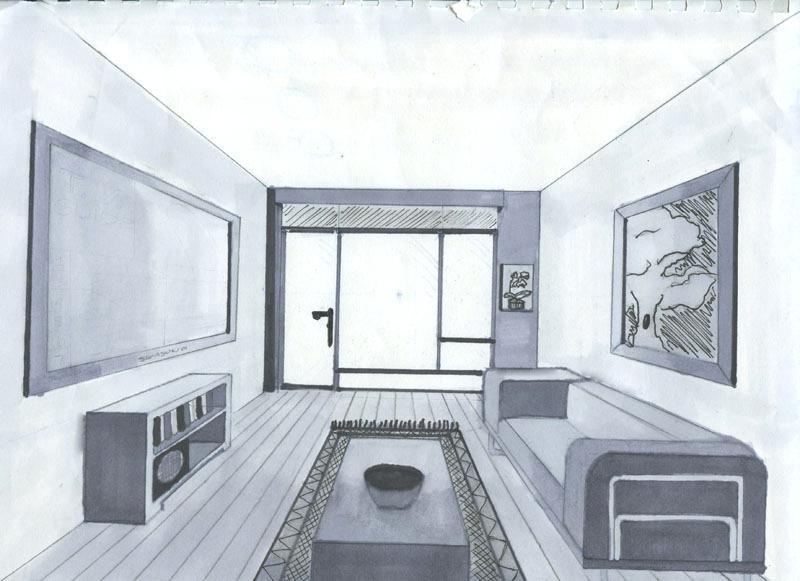 1 Point Perspective Drawing Room At Paintingvalley Com