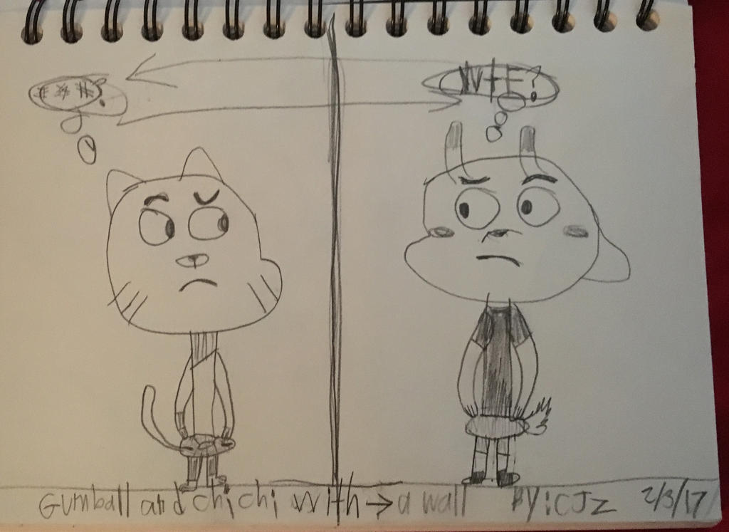 1024x747 One Year Old Drawing Of Gumball And Chichi W Wall - 1 Year Old Drawing