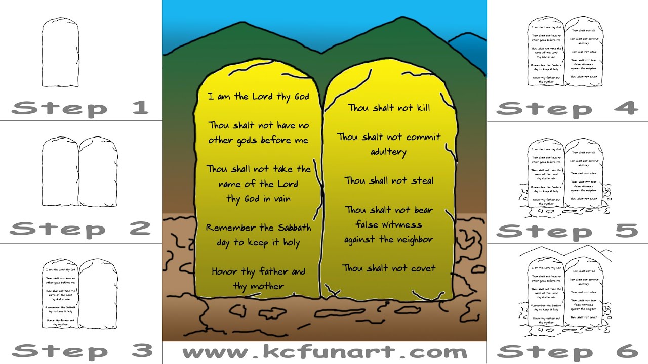 1280x720 How To Draw A Cartoon Ten Commandments - 10 Commandments Drawing