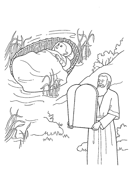 447x596 Moses As A Child And With The Ten Commandments - 10 Commandments Drawing