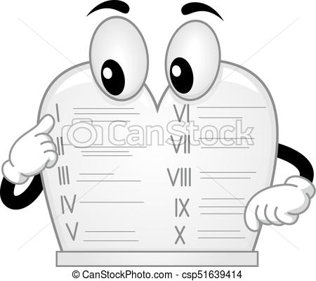 450x400 ten commandments stone tablet mascot illustration illustration - 10 Commandments Drawing