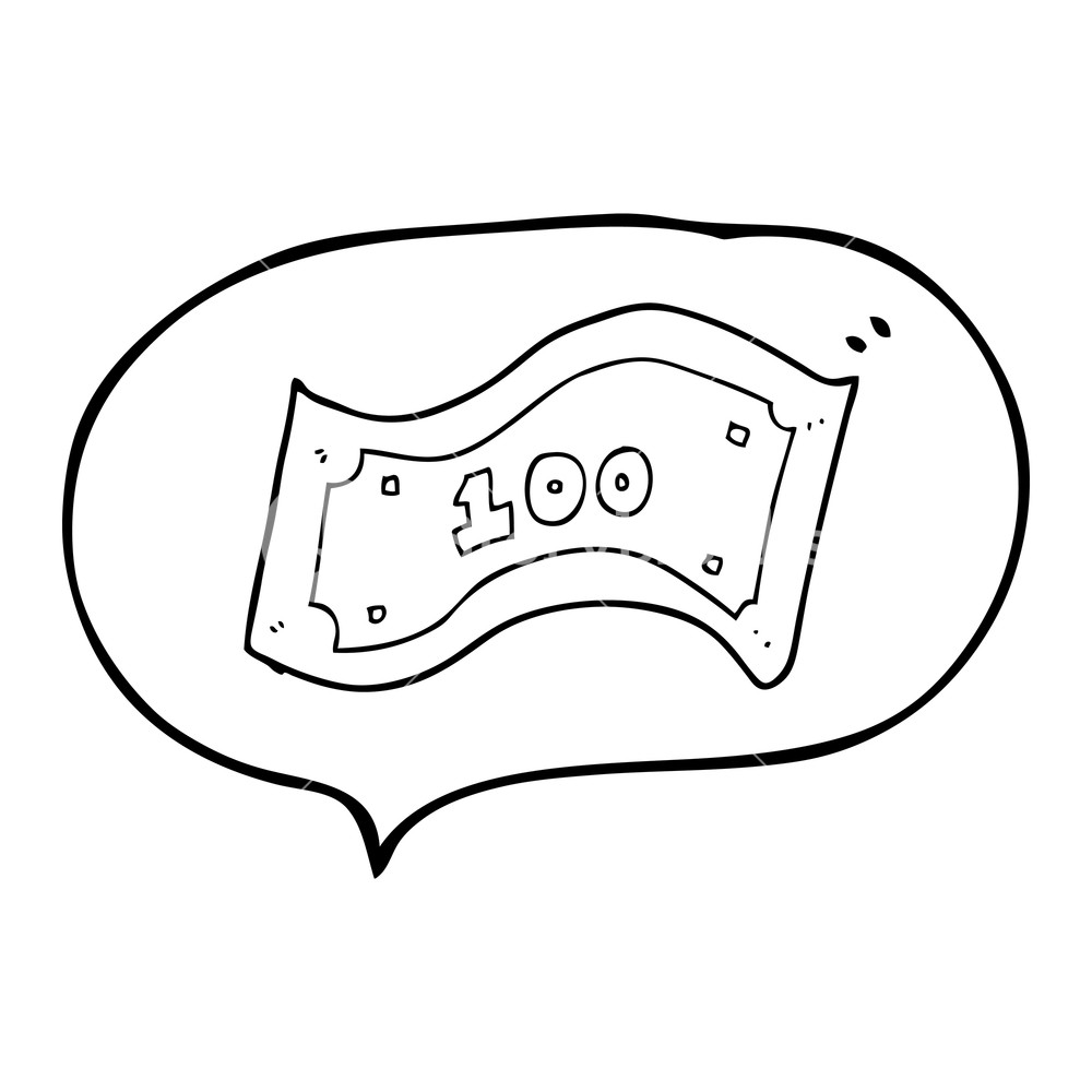 1000x1000 freehand drawn speech bubble cartoon dollar bill royalty free - 100 Dollar Drawing