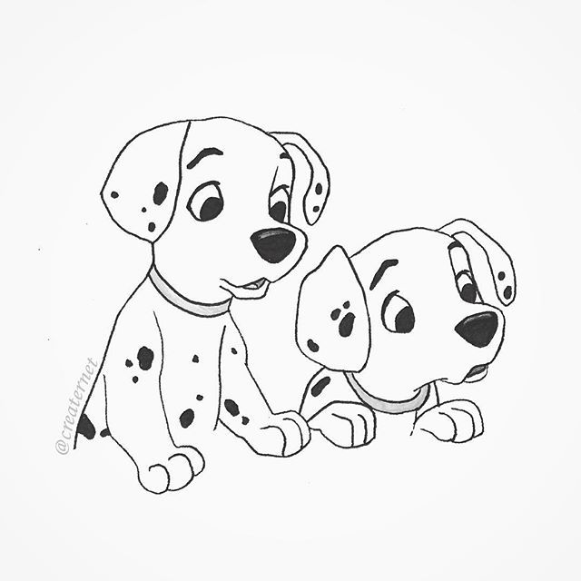 640x640 A Quick Little Illustration Of Two Cute Puppies - 101 Dalmatians Drawing