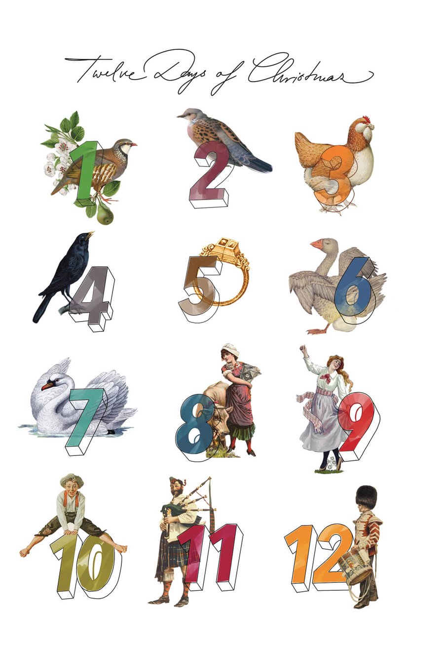 900x1320 Fa La La La La Christmas Greeting Card - 12 Days Of Christmas Drawings