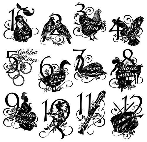 500x485 twelve days of christmas, graphic stamps clips - 12 Days Of Christmas Drawings