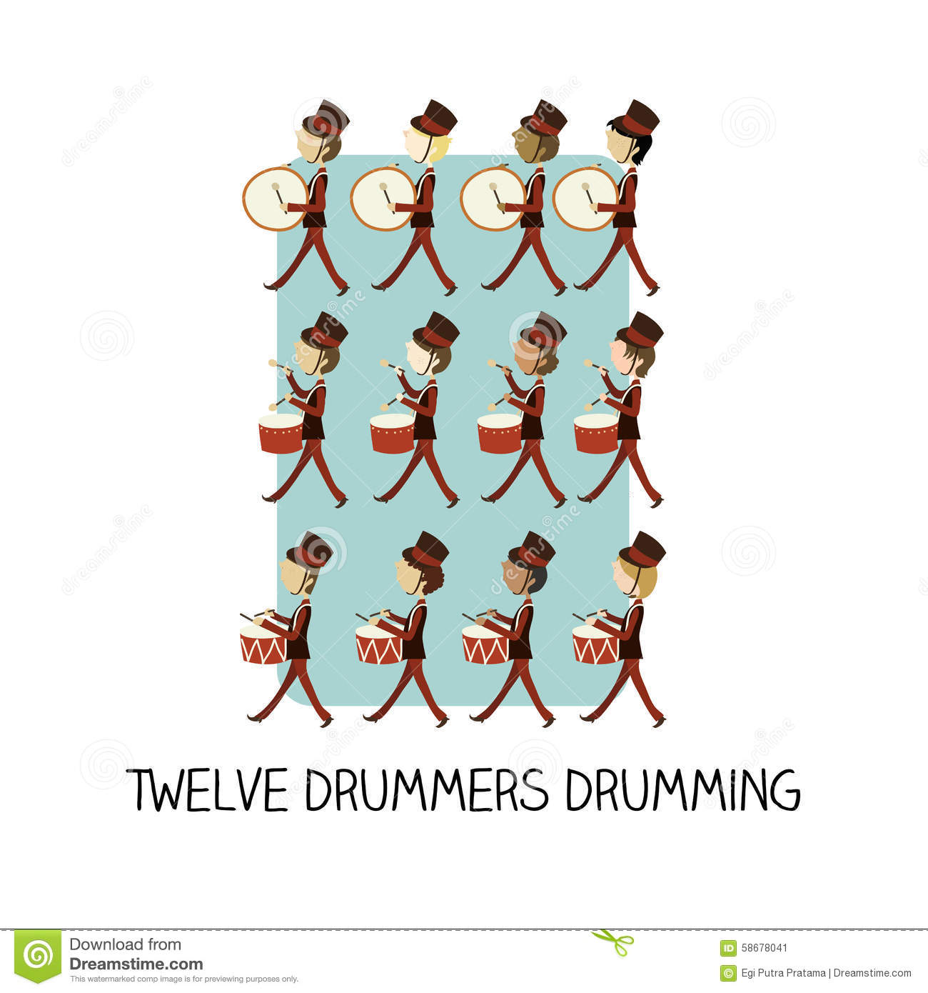 1300x1390 twelve drummers drumming clip art days of christmas drawings - 12 Days Of Christmas Drawings