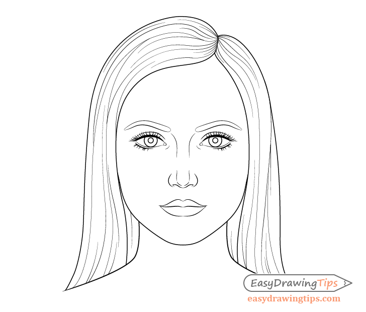 728x620 How To Draw A Female Face Step - 12 Drawing