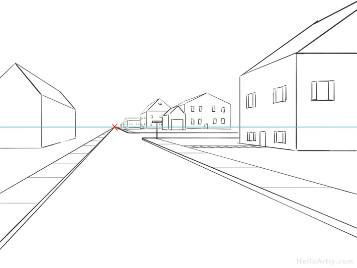 720x540 One Point Perspective Drawing Step - 12 Drawing