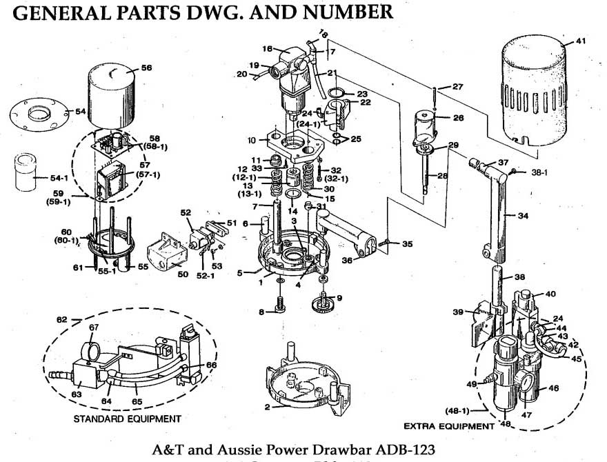 880x670 Air Power Draw Bar At Power Drawbar Parts List + Drawing - 123 Drawing