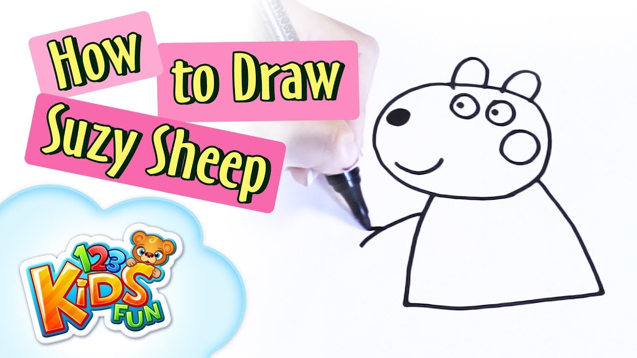 1280x720 How To Draw Suzy Sheep Peppa Pig Drawing Kids Fun - 123 Drawing