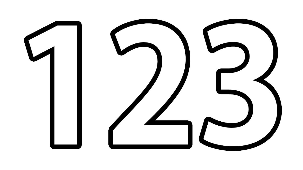 2.3. Трафарет "цифры". Раскраска цифры 123. Контуры цифр для раскрашивания. Контурное изображение цифр.