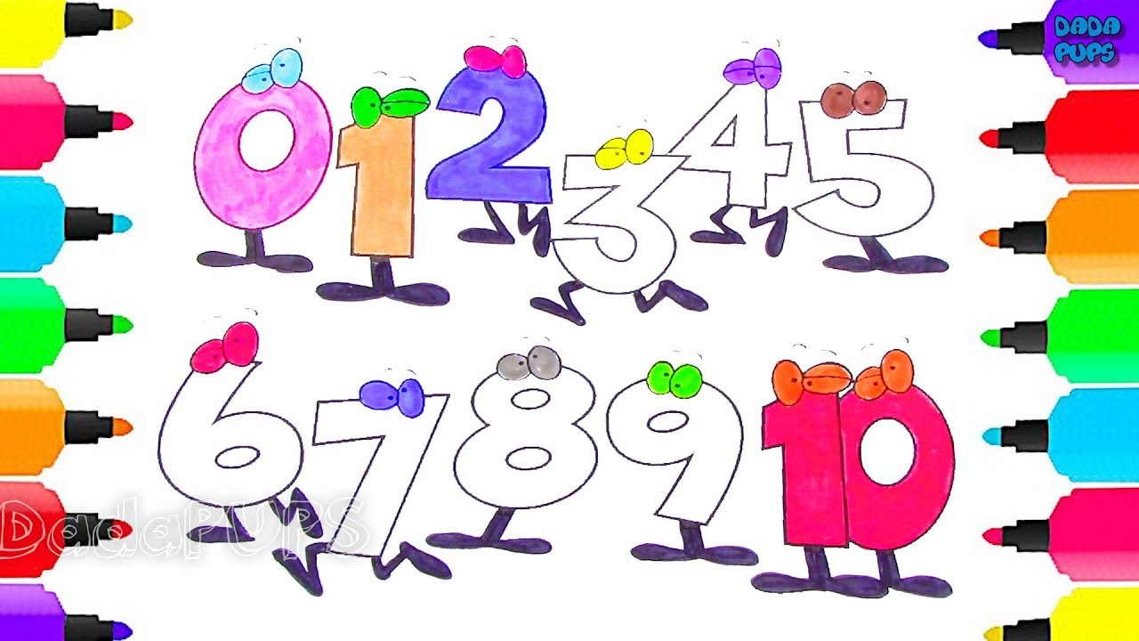 1280x720 numbers coloring and drawinglearn numbers colors - 123 Drawing