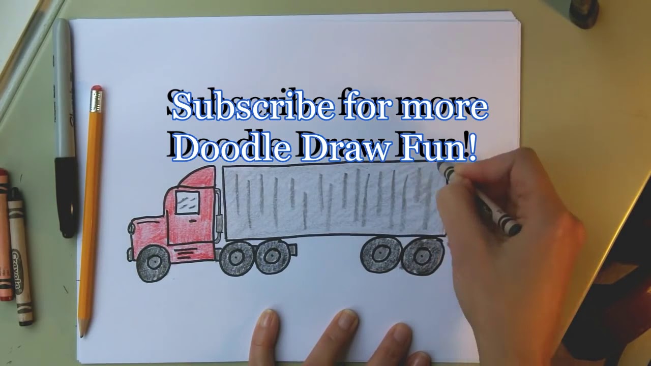 1280x720 How To Draw An Wheeler Transport Truck - 18 Wheeler Drawing