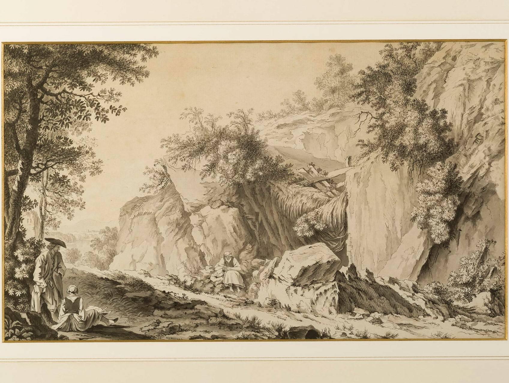 1697x1275 Pair Of Neoclassical Landscape Drawings, French School, Late - 18th Century Drawings